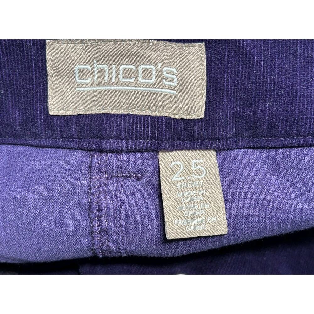 Chico's Straight Corduroy Pants Womens 2.5 Short US 14 Purple Mid Rise Stretch - Picture 3 of 10